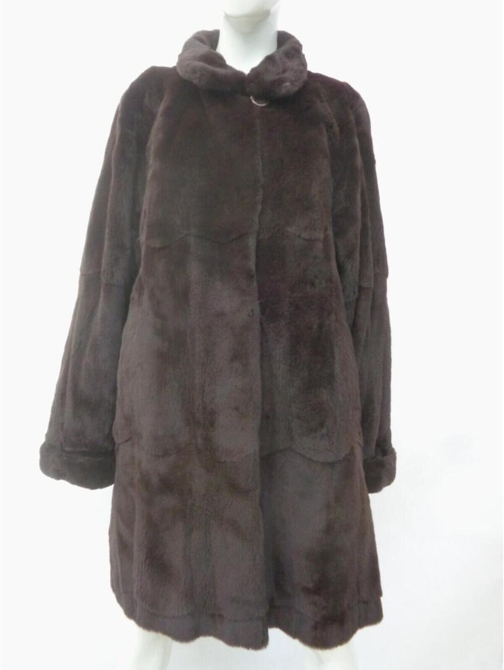 Mint Brown Sheared Rabbit Fur Reversible Coat Jacket Woman Women Size 6-8 S-M
